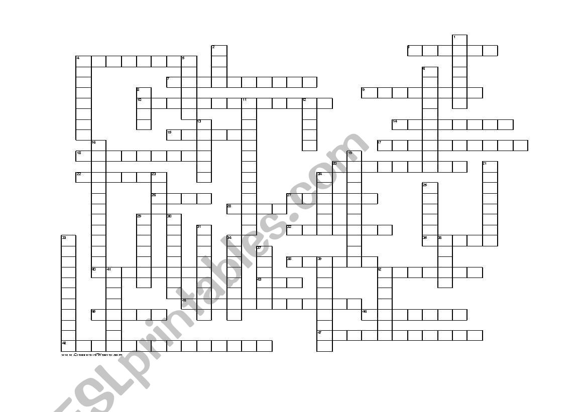 Mixed vocabulary crossword worksheet