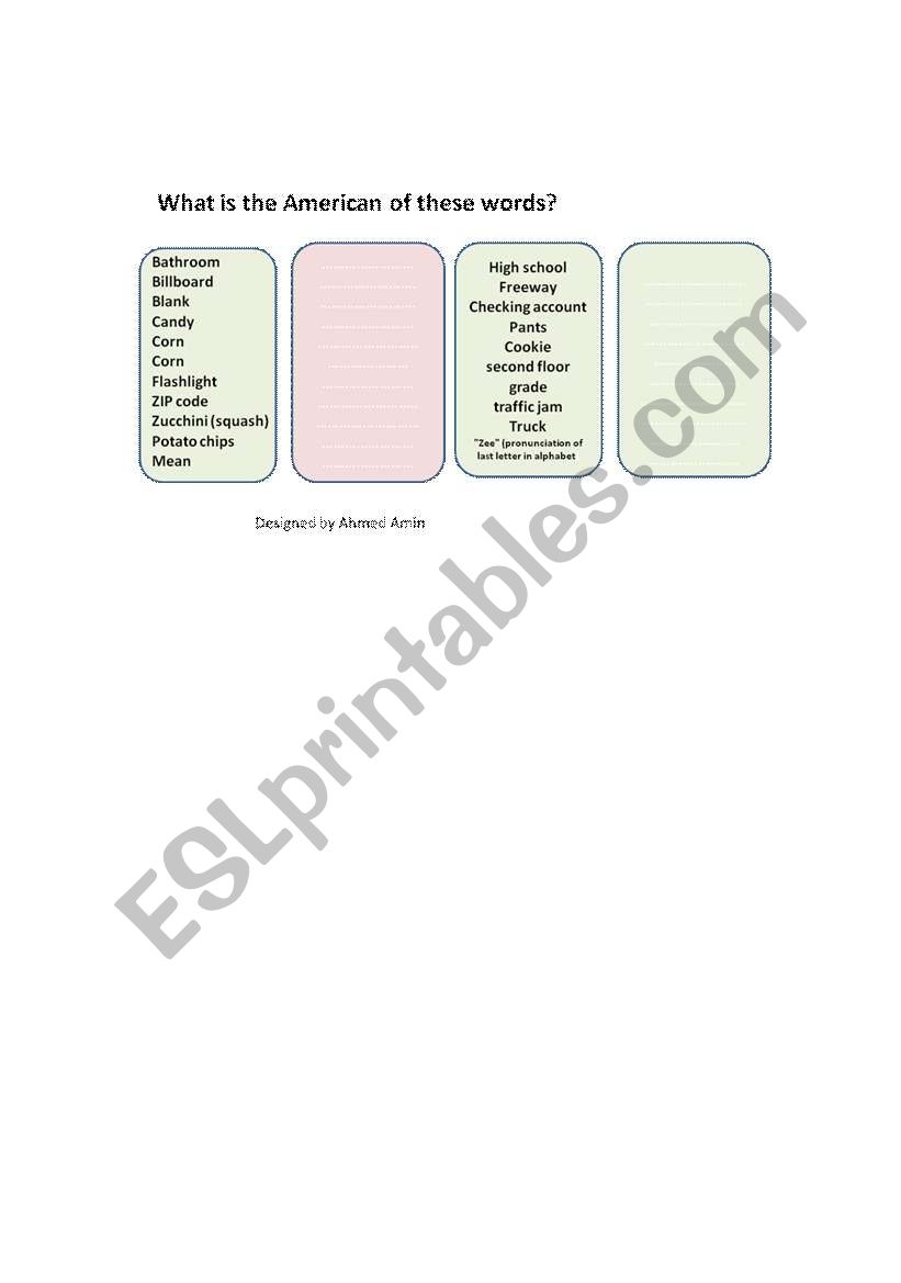 American and British Vocabularies