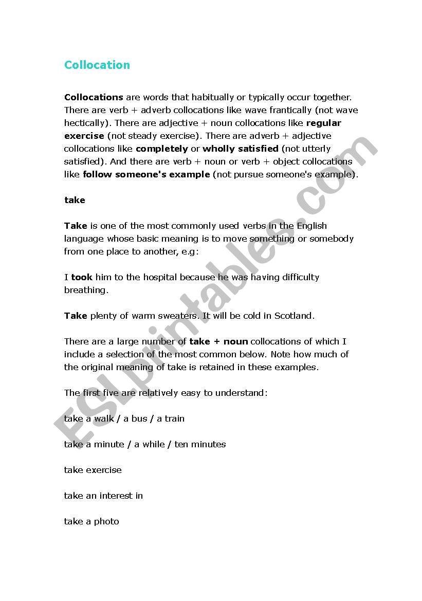 Collocation_Take worksheet