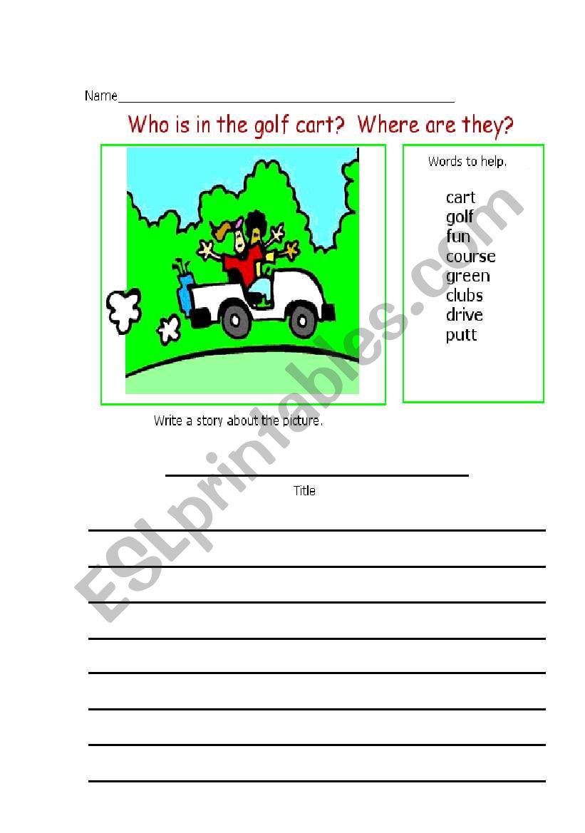 who is in the golf cart? worksheet