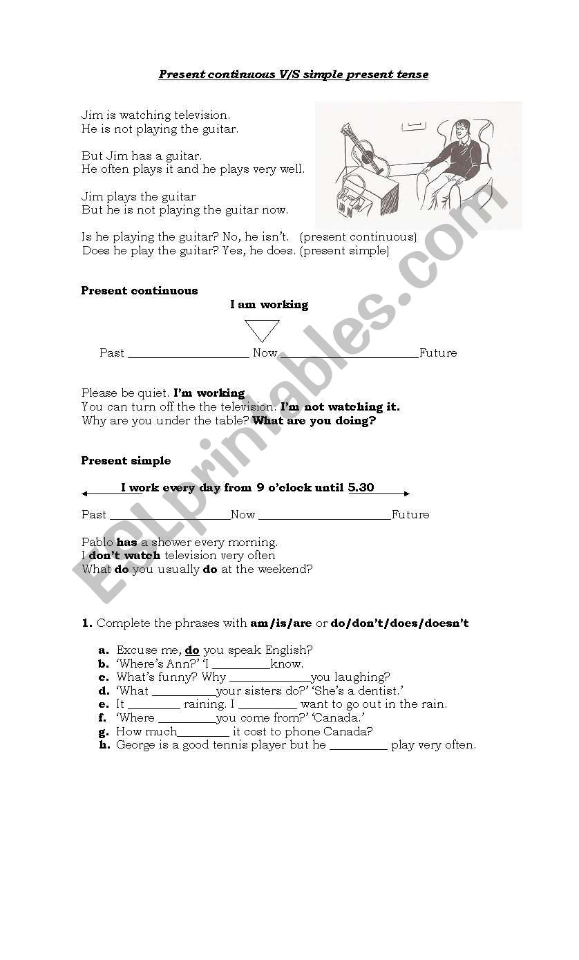 present simple and present continuous tenses