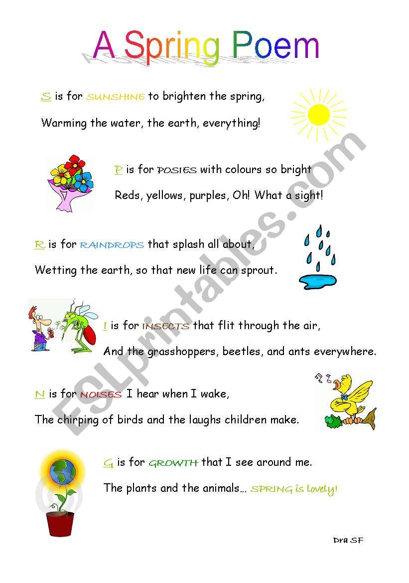 A Spring Poem worksheet