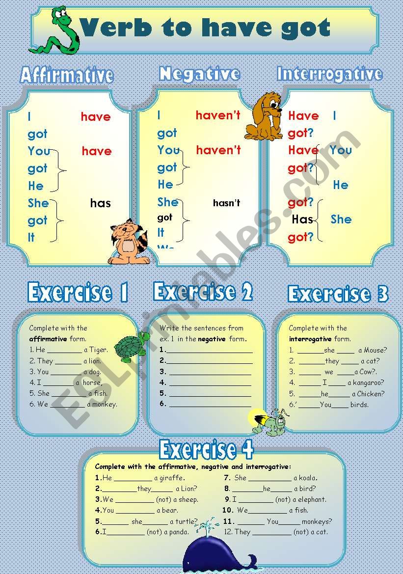 Verb to Have got (animals) worksheet