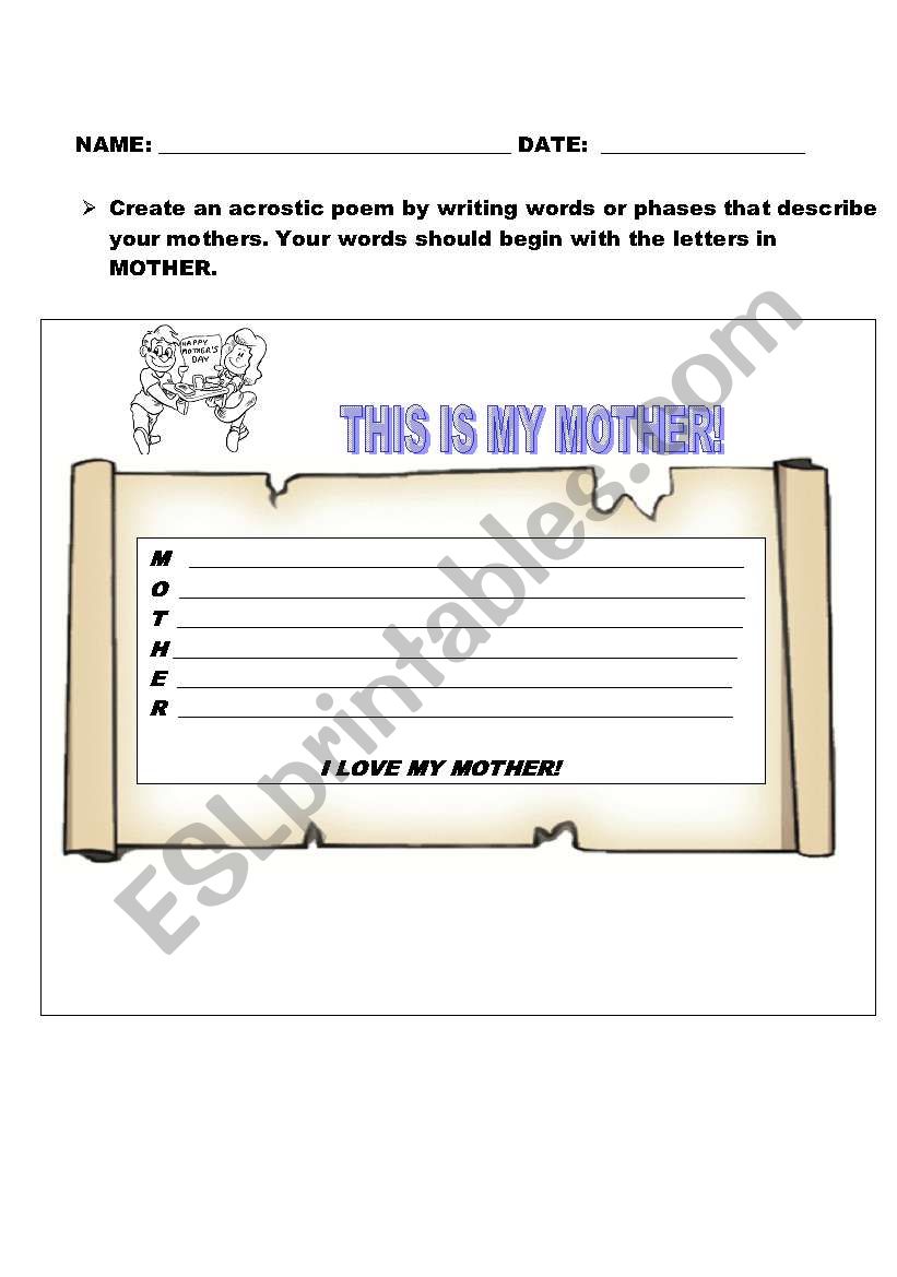 MOTHERS DAY worksheet