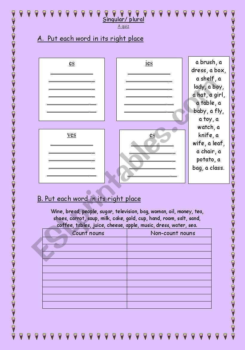 NOUNS worksheet