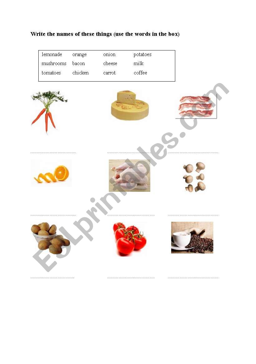 Food worksheet