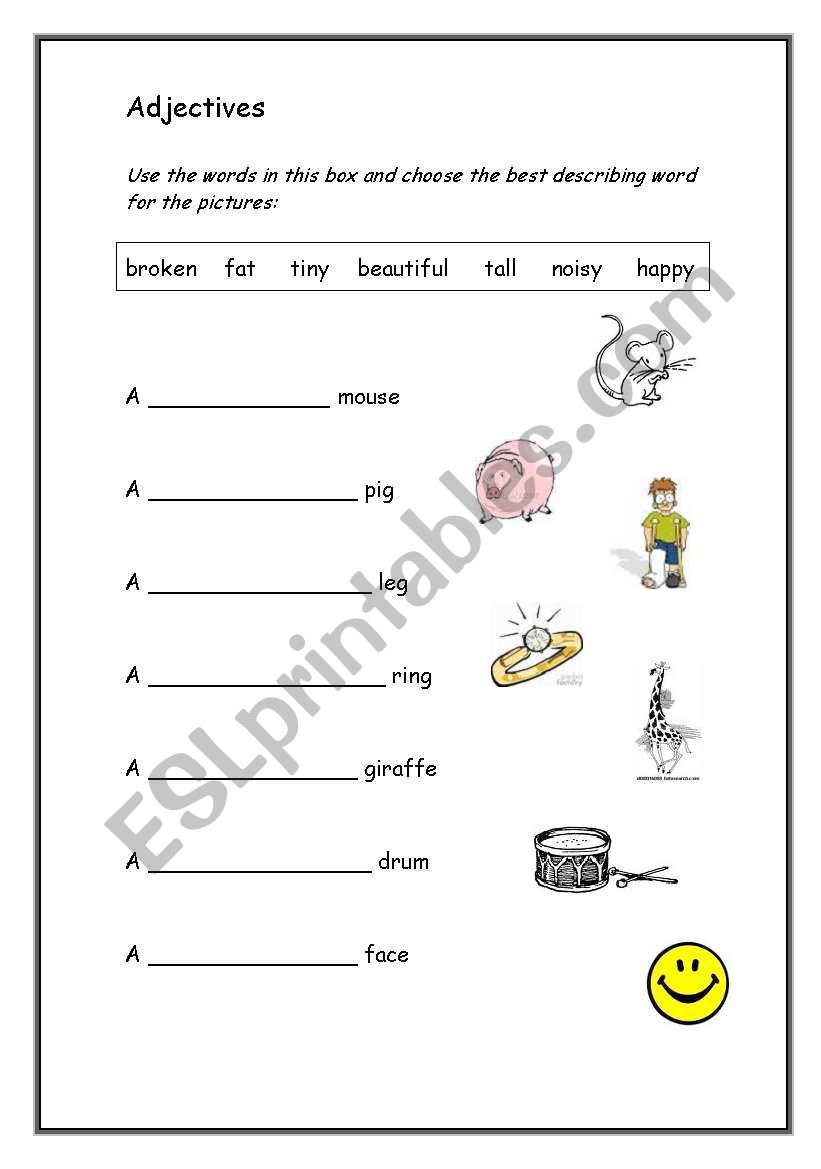 Adjectives worksheet