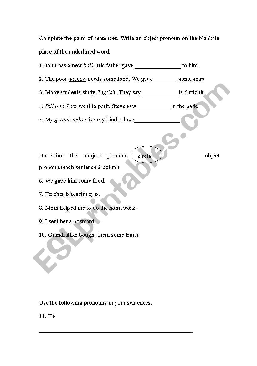 subject , object, linking verbs