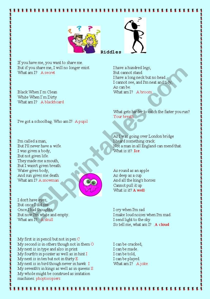 Riddles worksheet