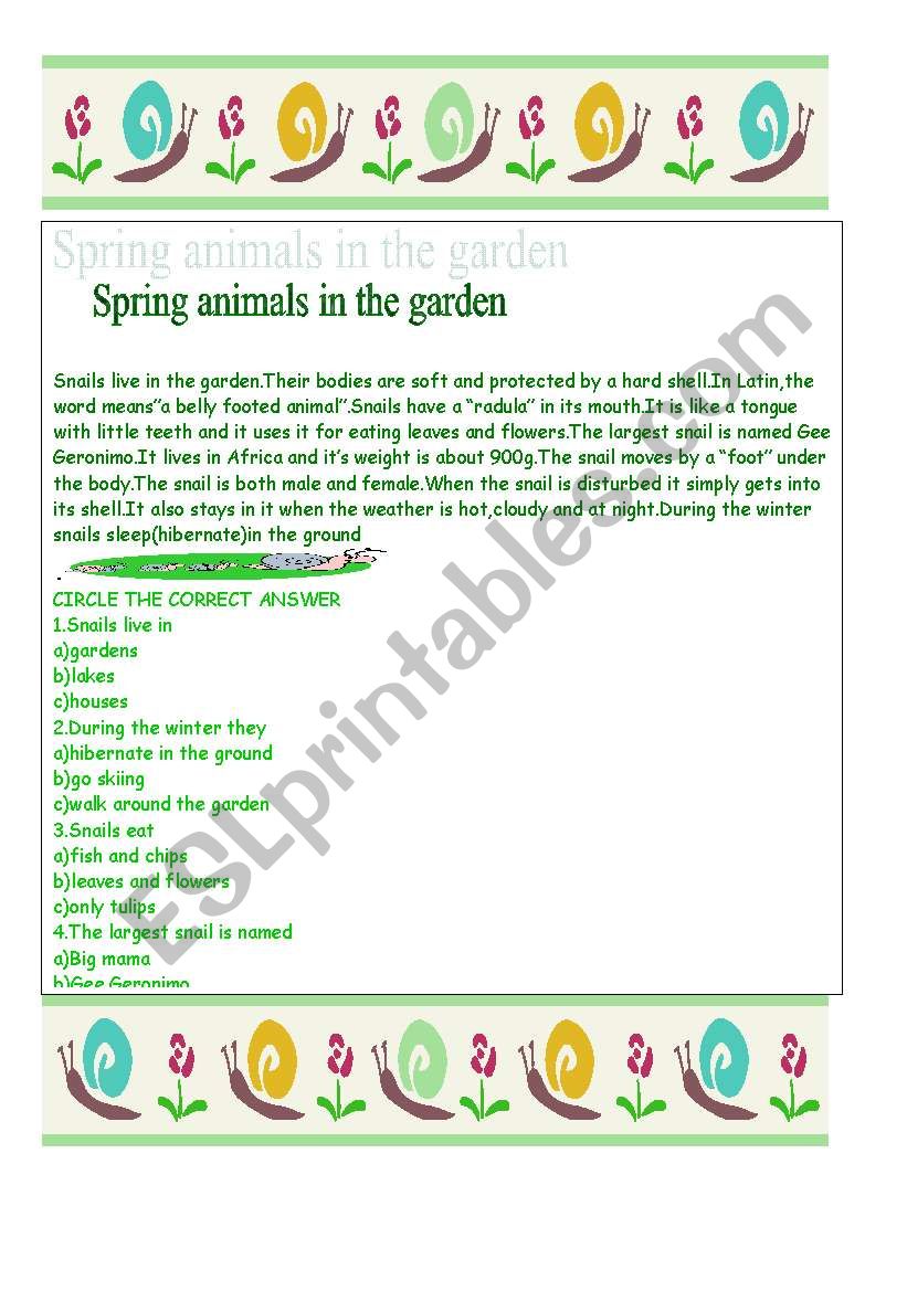 Spring animals in the garden set 1