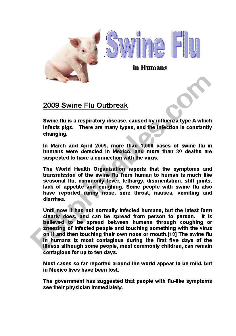 Swine Flu worksheet