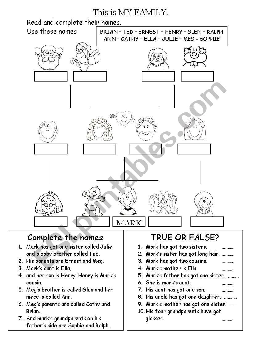 FAMILY TREE worksheet