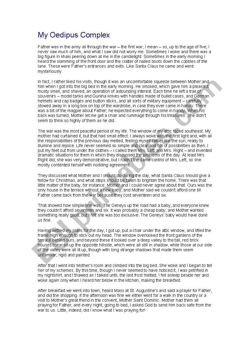 My Oudipos Complex worksheet