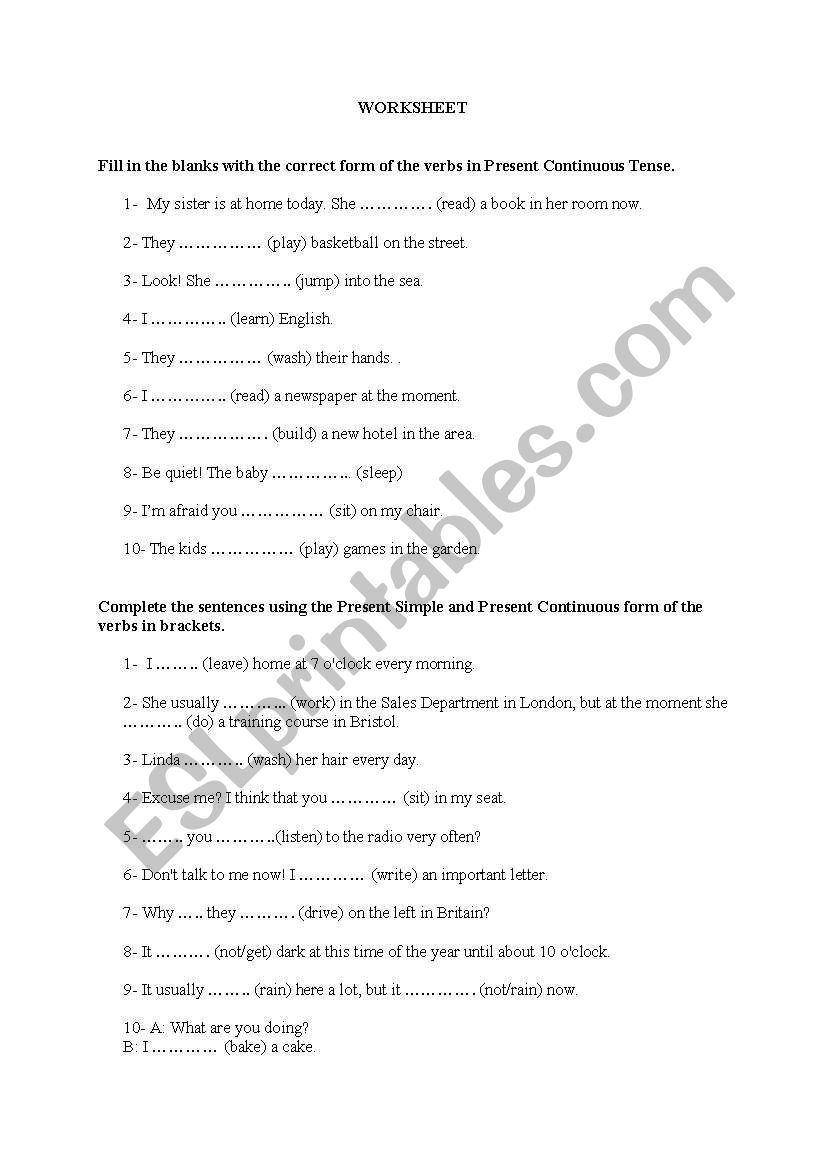 Present Simple & Present Continuous Tense
