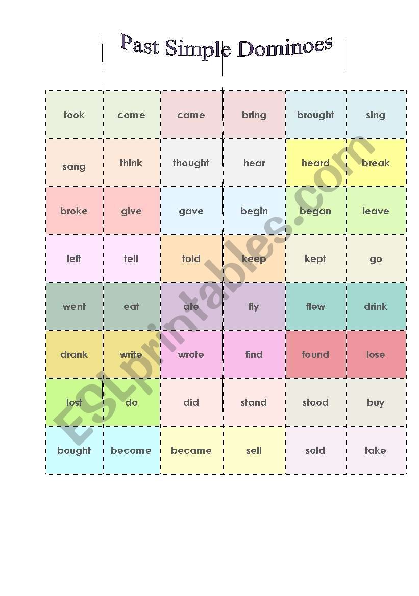 Past Simple dominoes worksheet