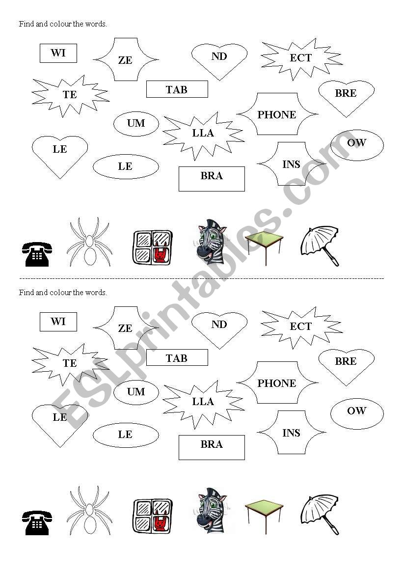 Find and colour the words worksheet