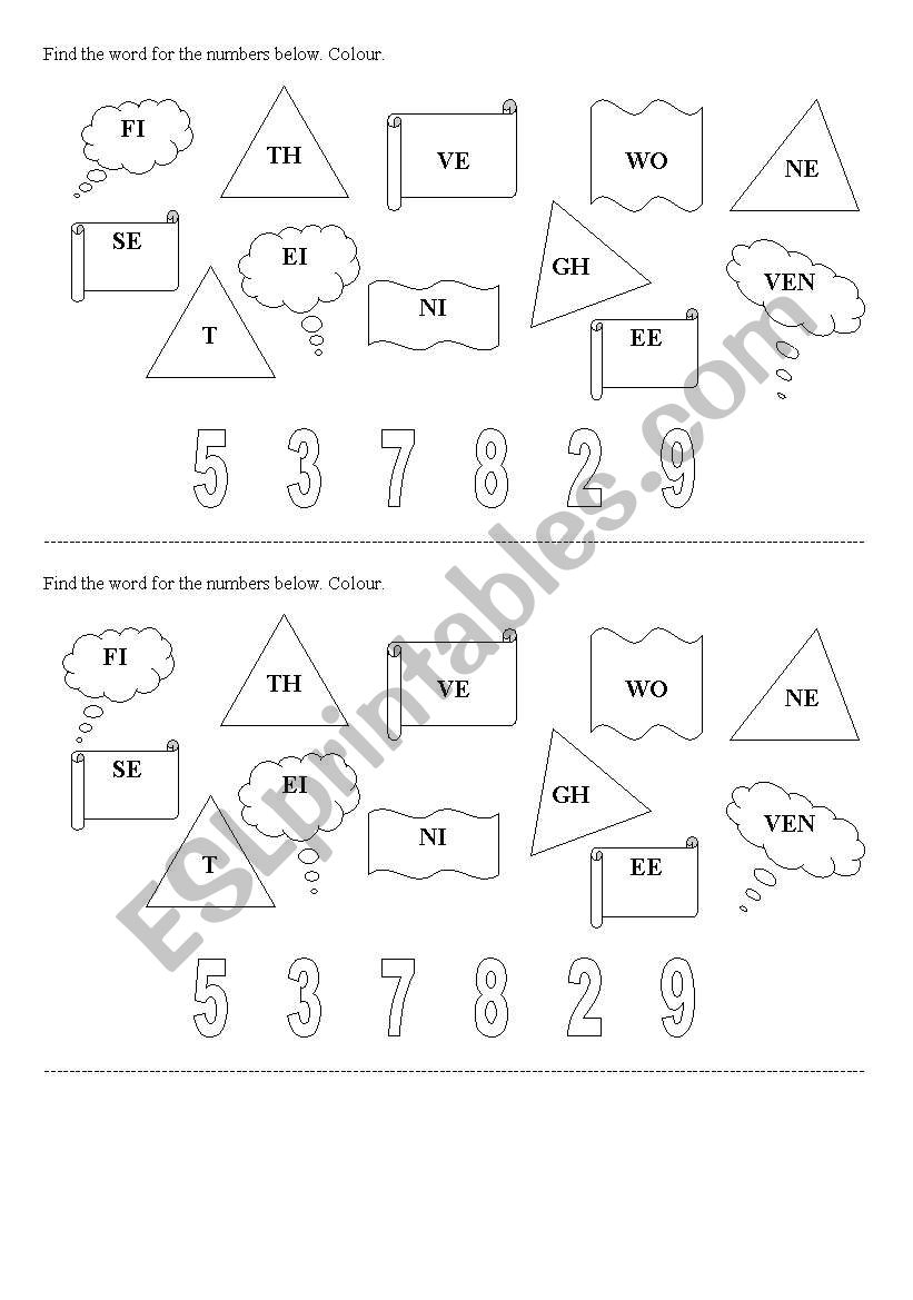 Colours and numbers worksheet