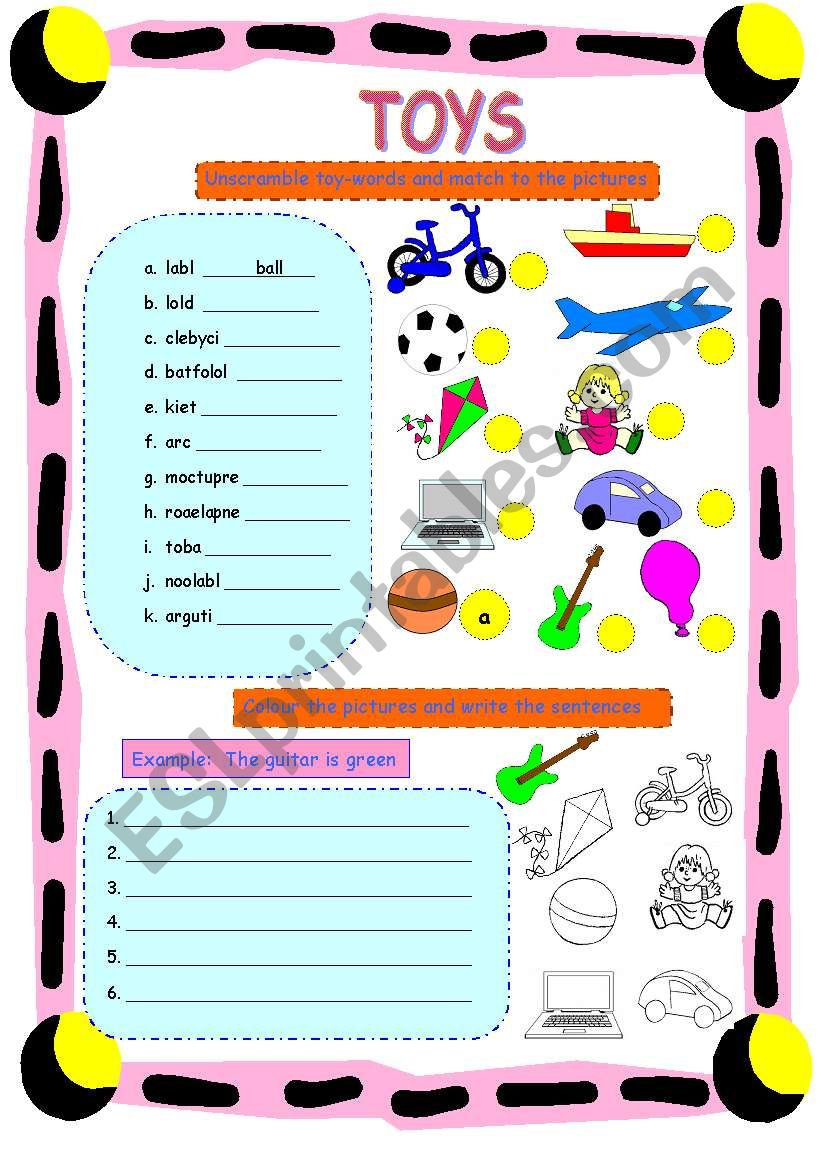 Toys worksheet