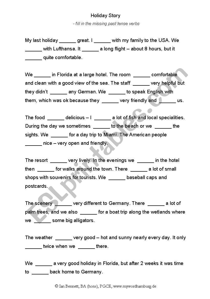 Holiday Story worksheet