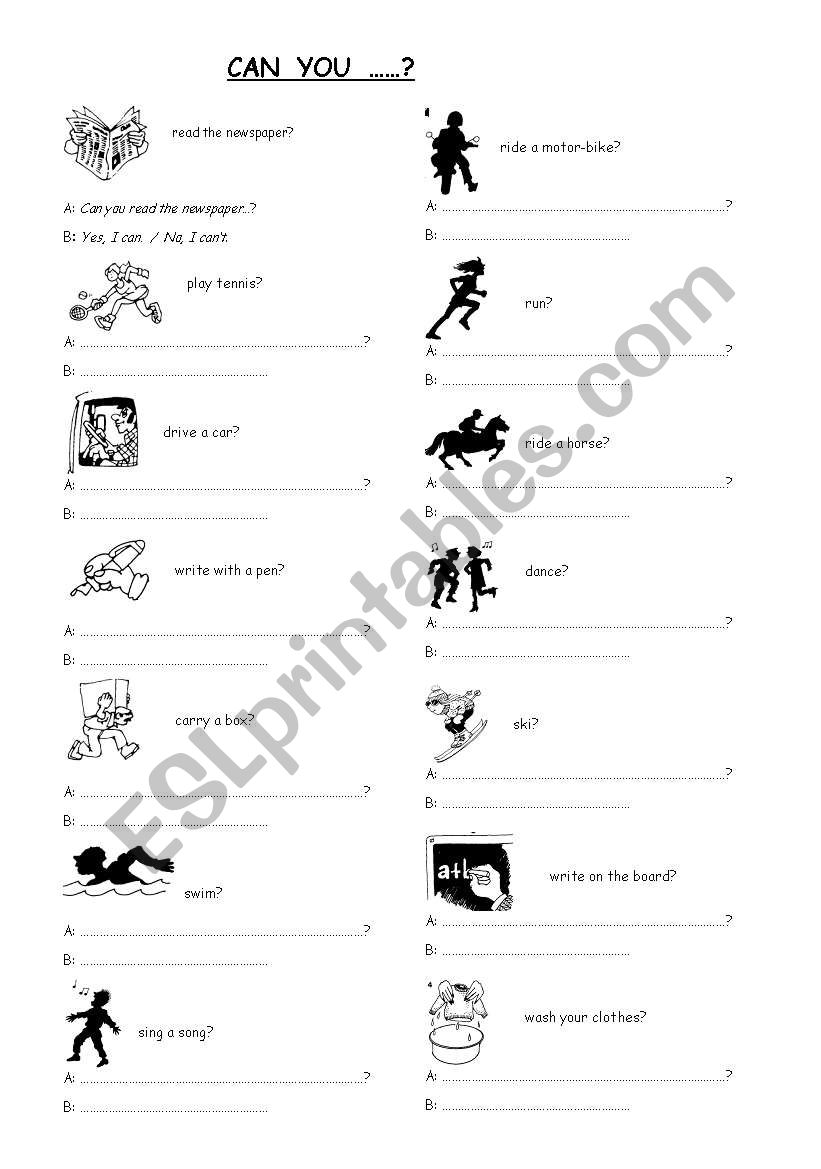 can you...? worksheet