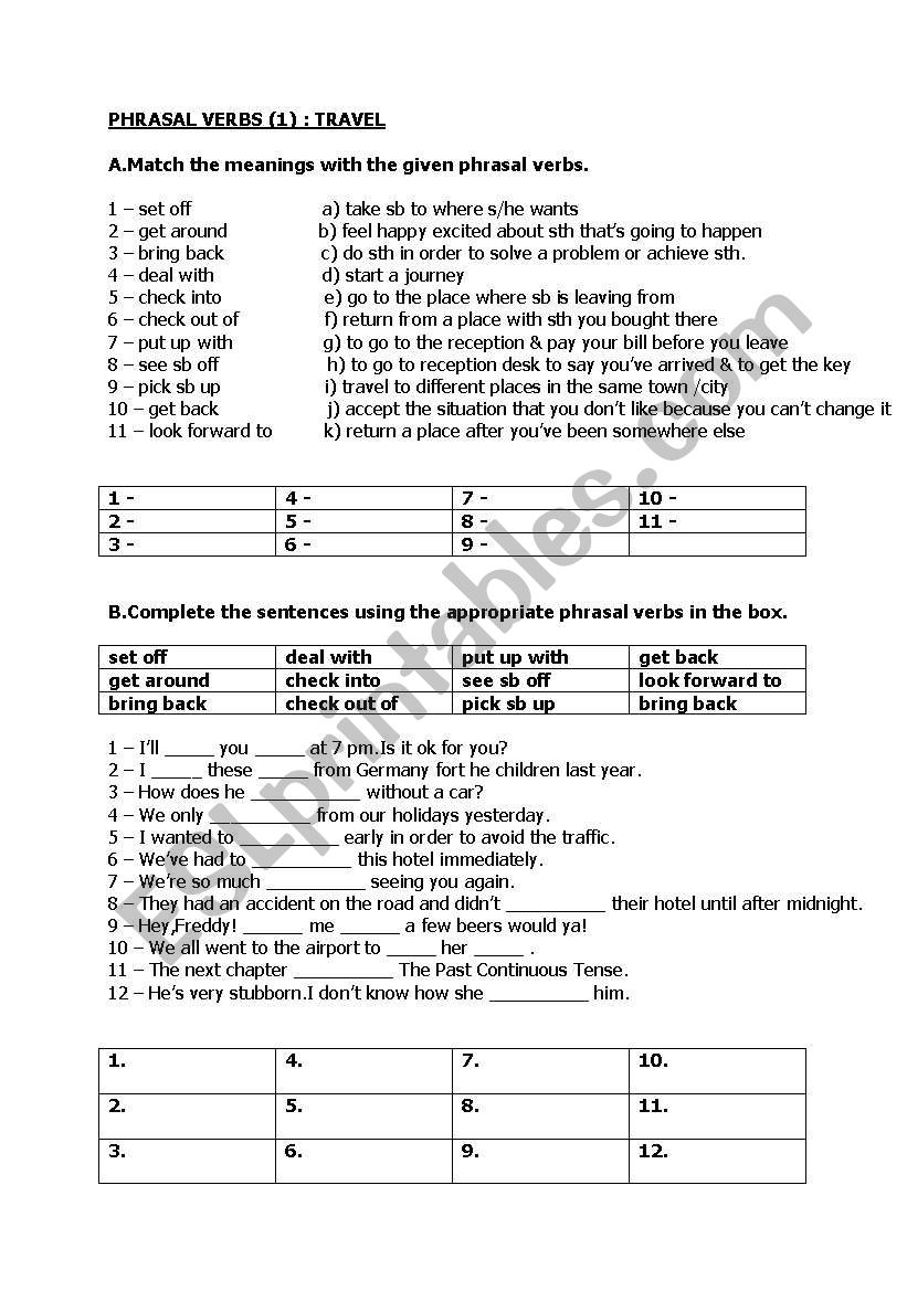 phrasal verbs  worksheet