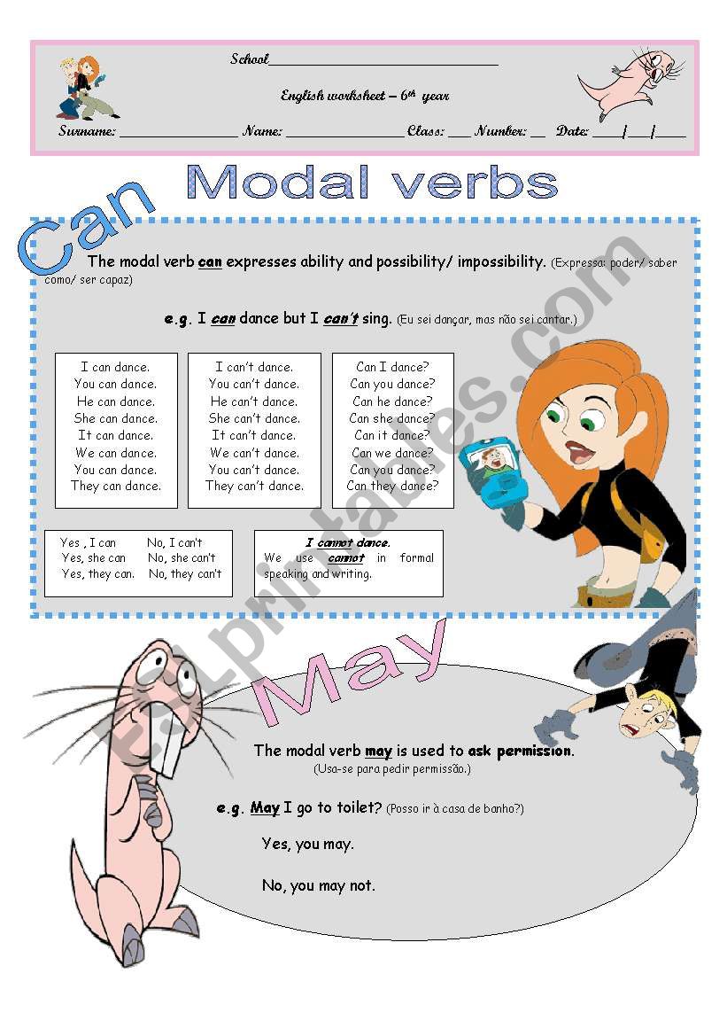Modal Verbs: Can /May worksheet