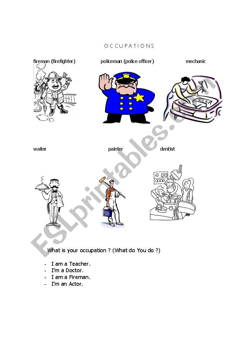 Occupations (Jobs) worksheet