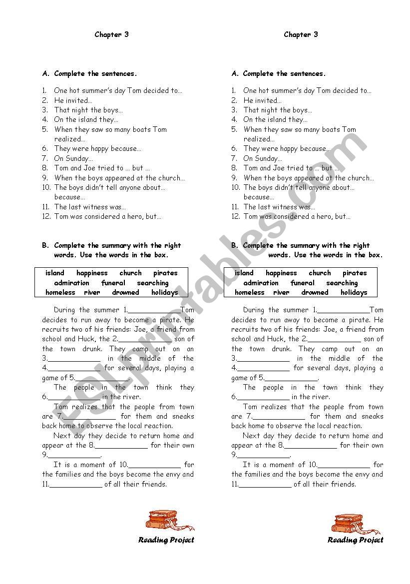 Tom Sawyer: chapter 3 worksheet