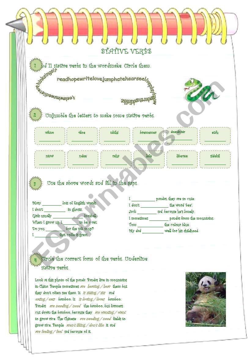 Stative Verbs worksheet