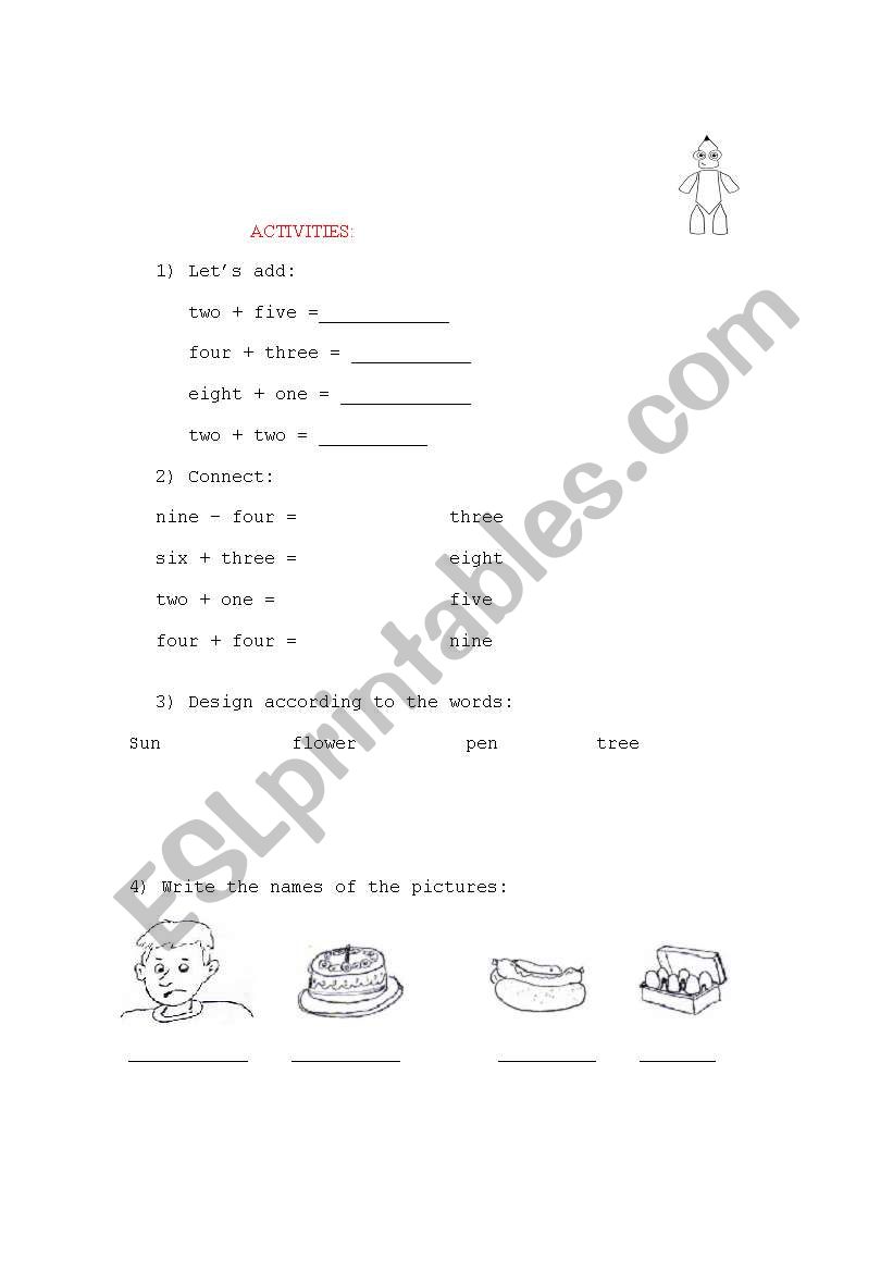 Activities worksheet