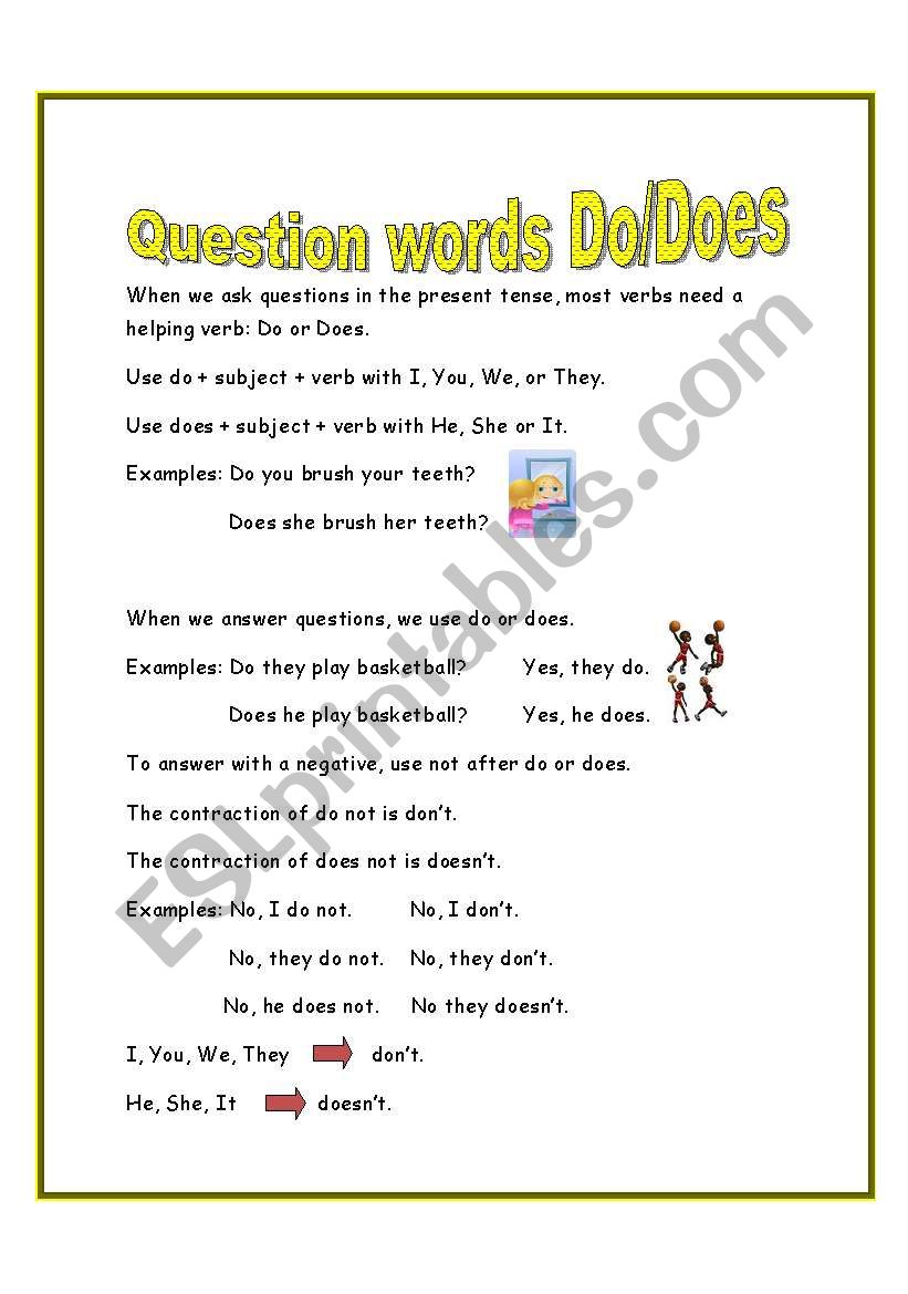 Question words do/does worksheet
