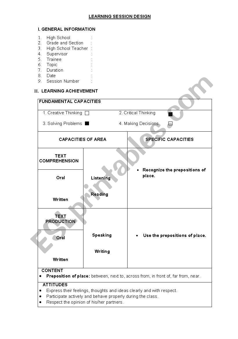 lesson! worksheet