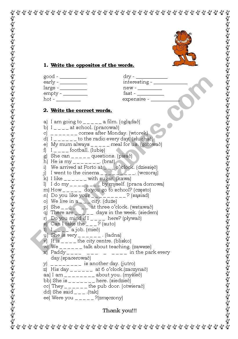 check your vocabulary worksheet