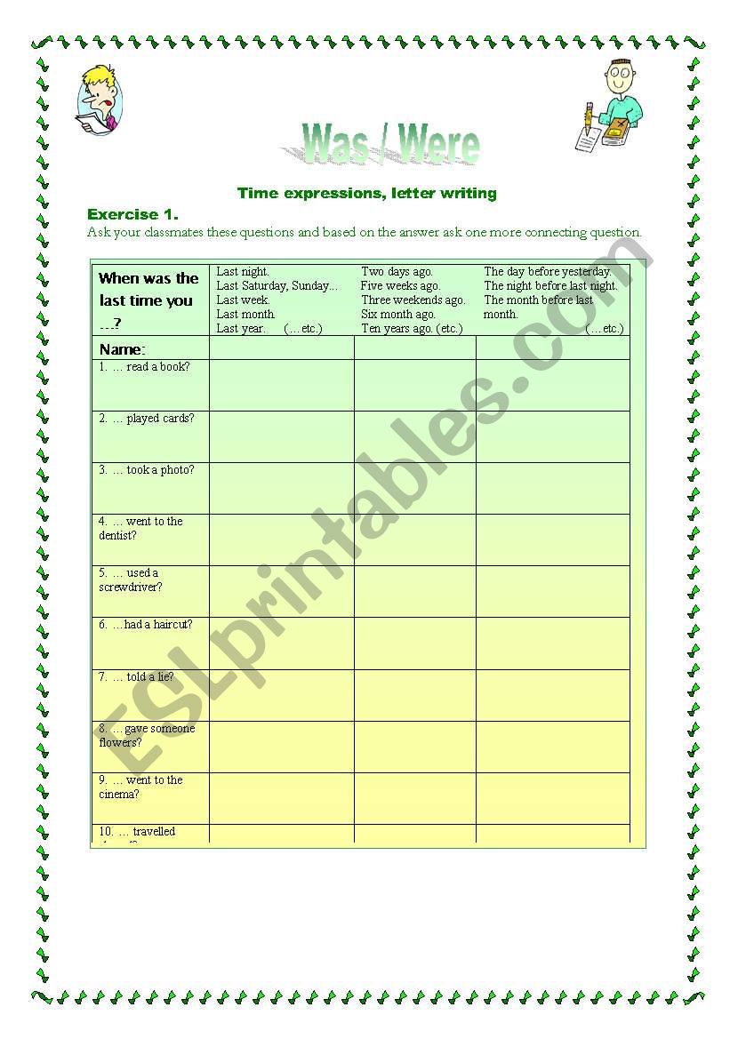 Past simple - Speaking and writing