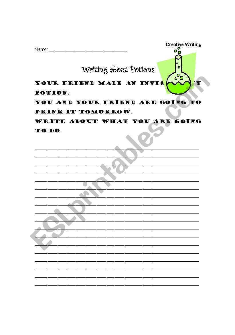 Writing about potions  worksheet