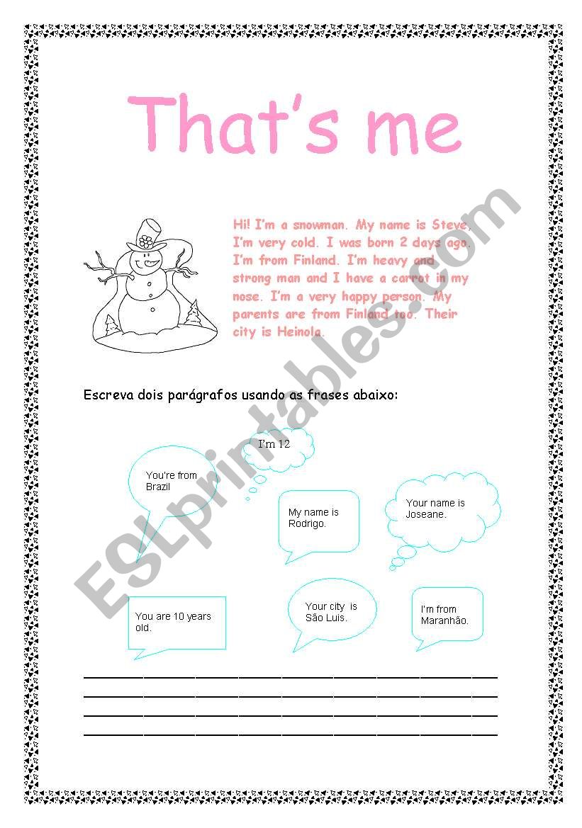 That´s me worksheet