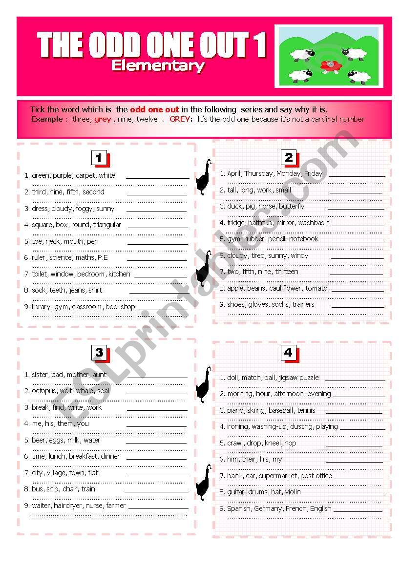  THE ODD ONE OUT 1 Elementary level