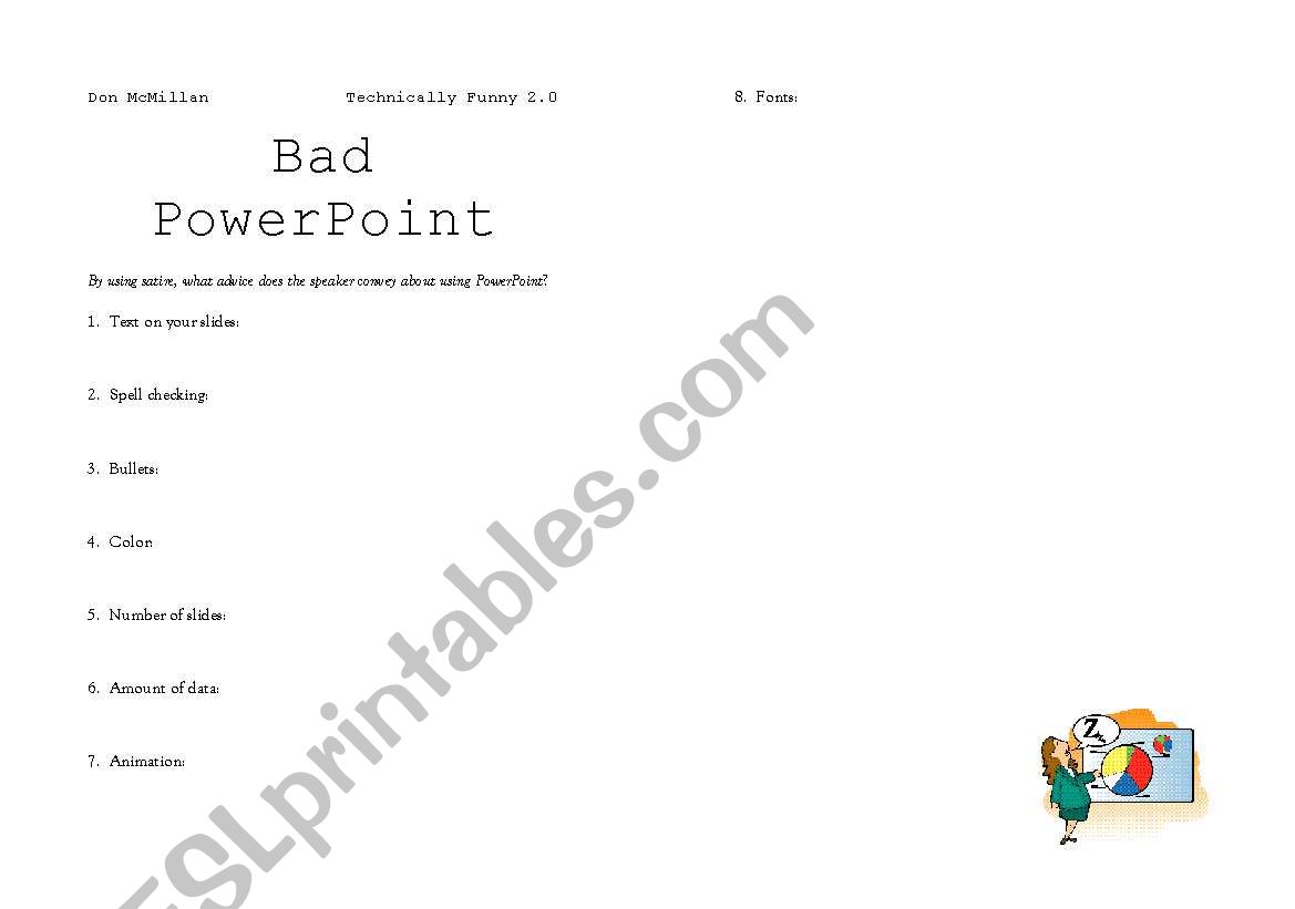 Bad PowerPoint worksheet