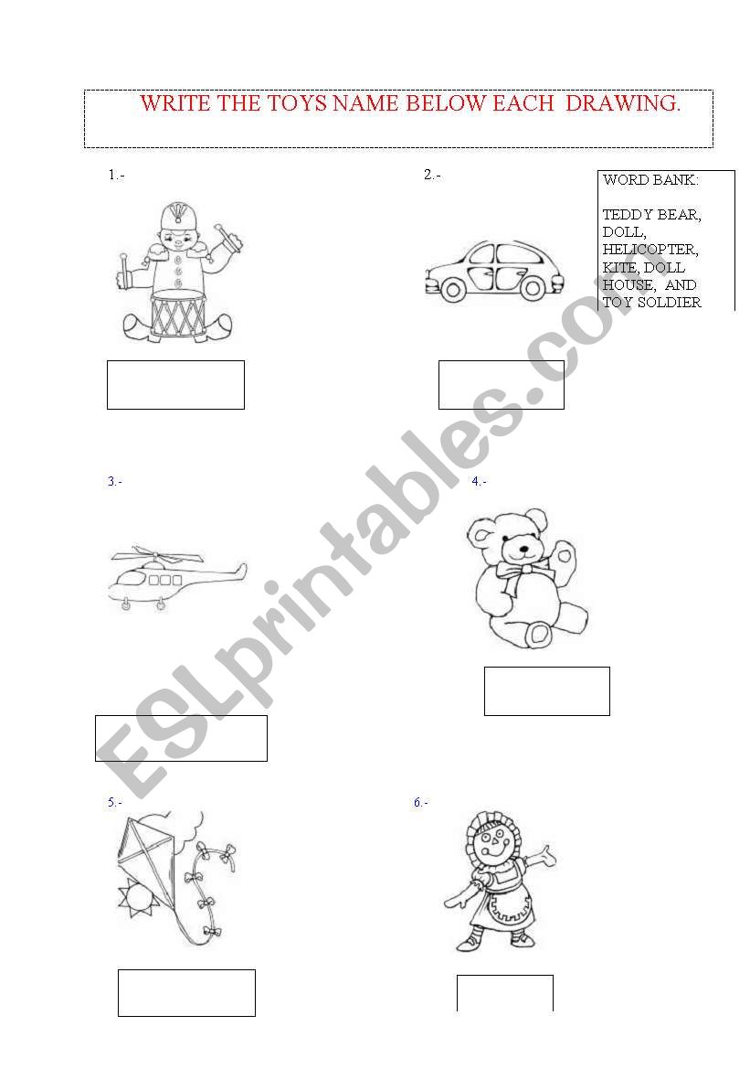 TOYS worksheet