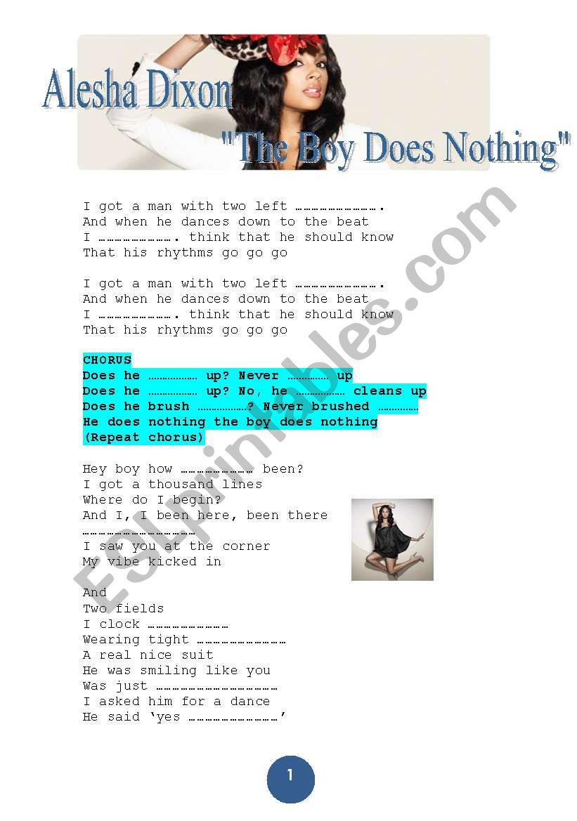 Alesha Dixon worksheet