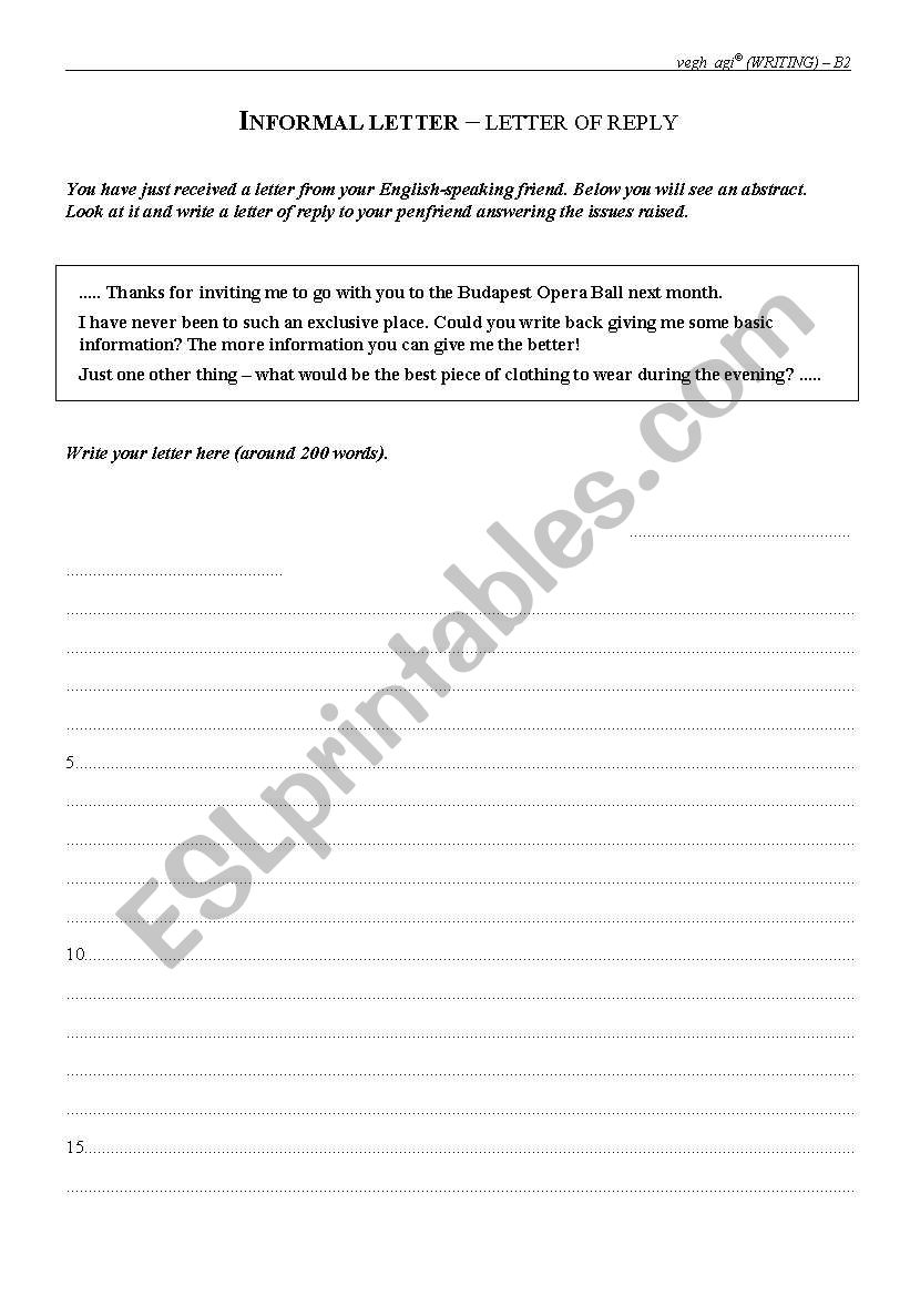 Exam samples - Writing 1 worksheet