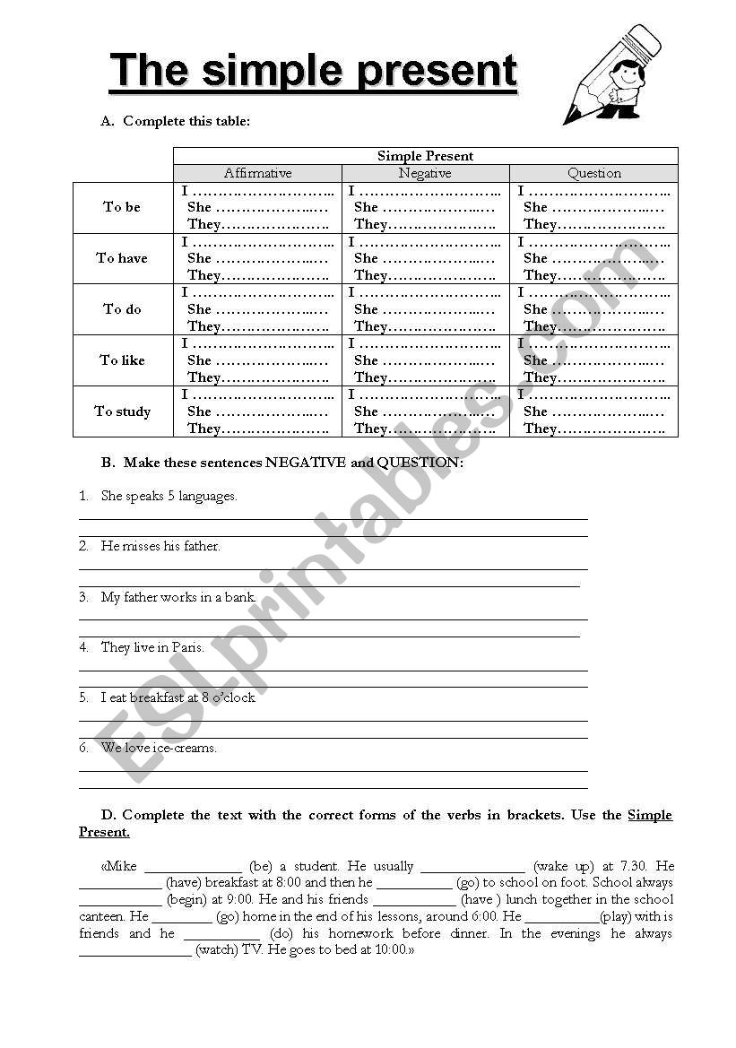 simple present worksheet