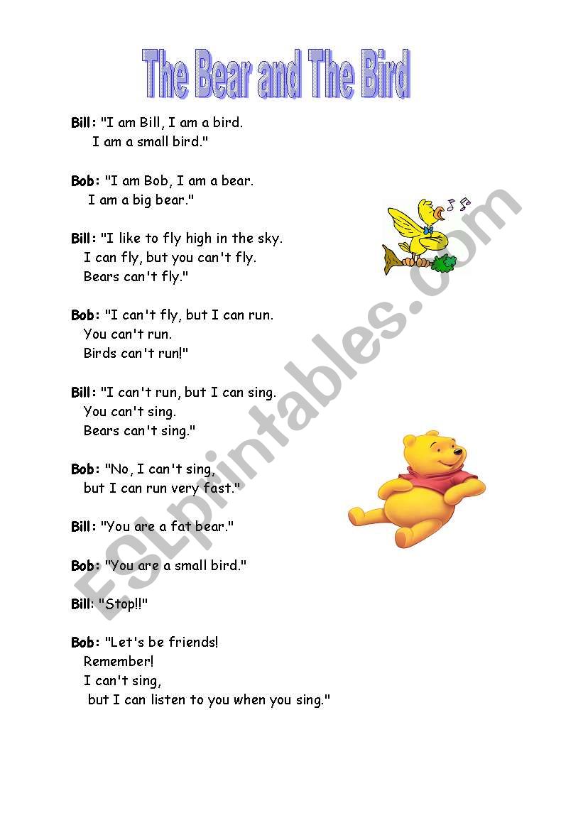 The Bear and the Bird 01 worksheet