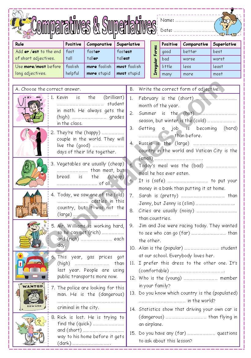 Comparatives & Superlatives  worksheet