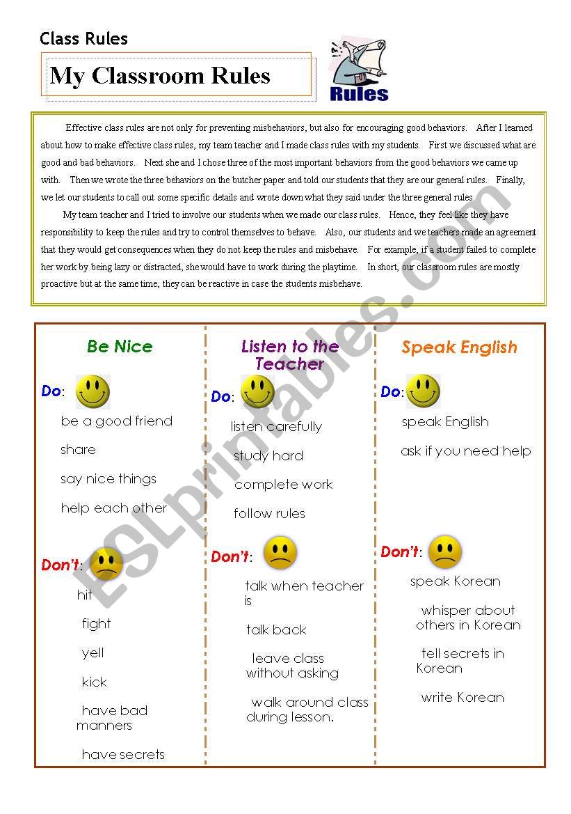 How to Make Class Rules worksheet