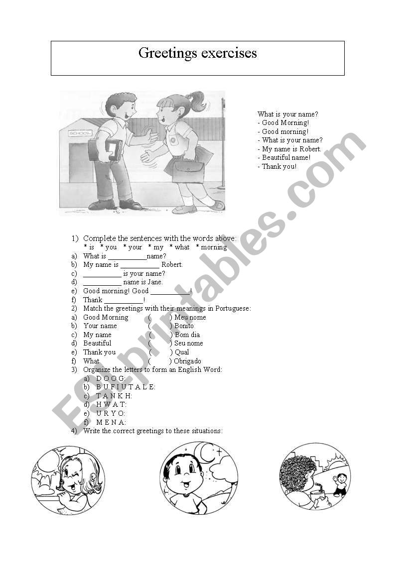 Greetings Exercises worksheet