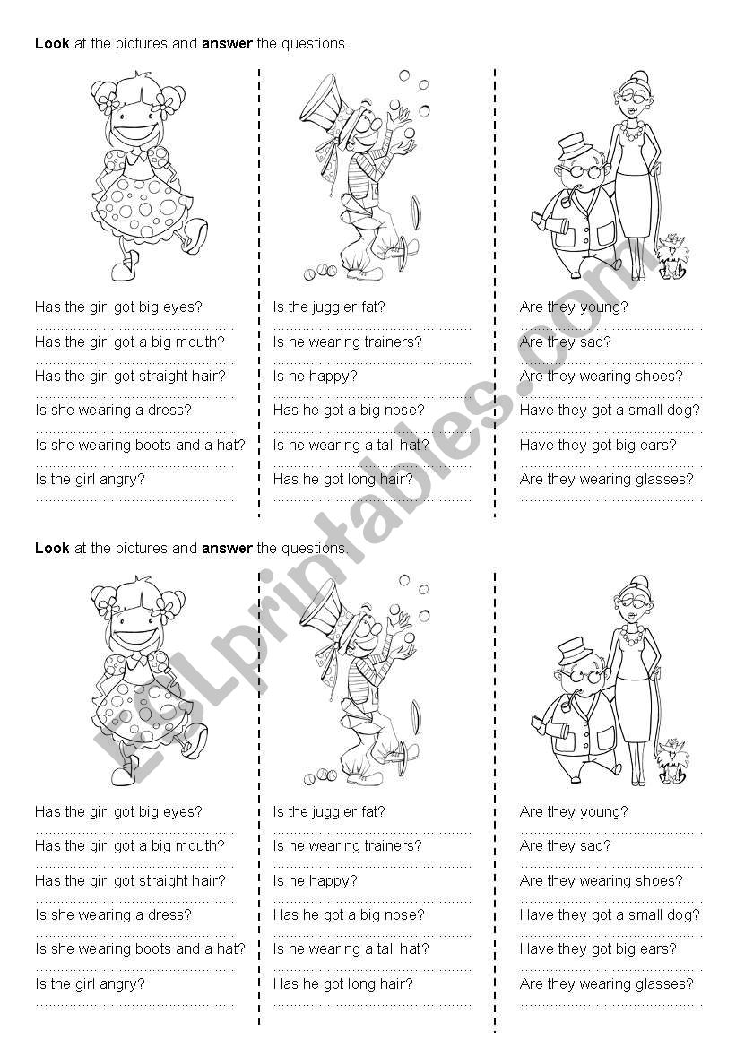 Describing people worksheet