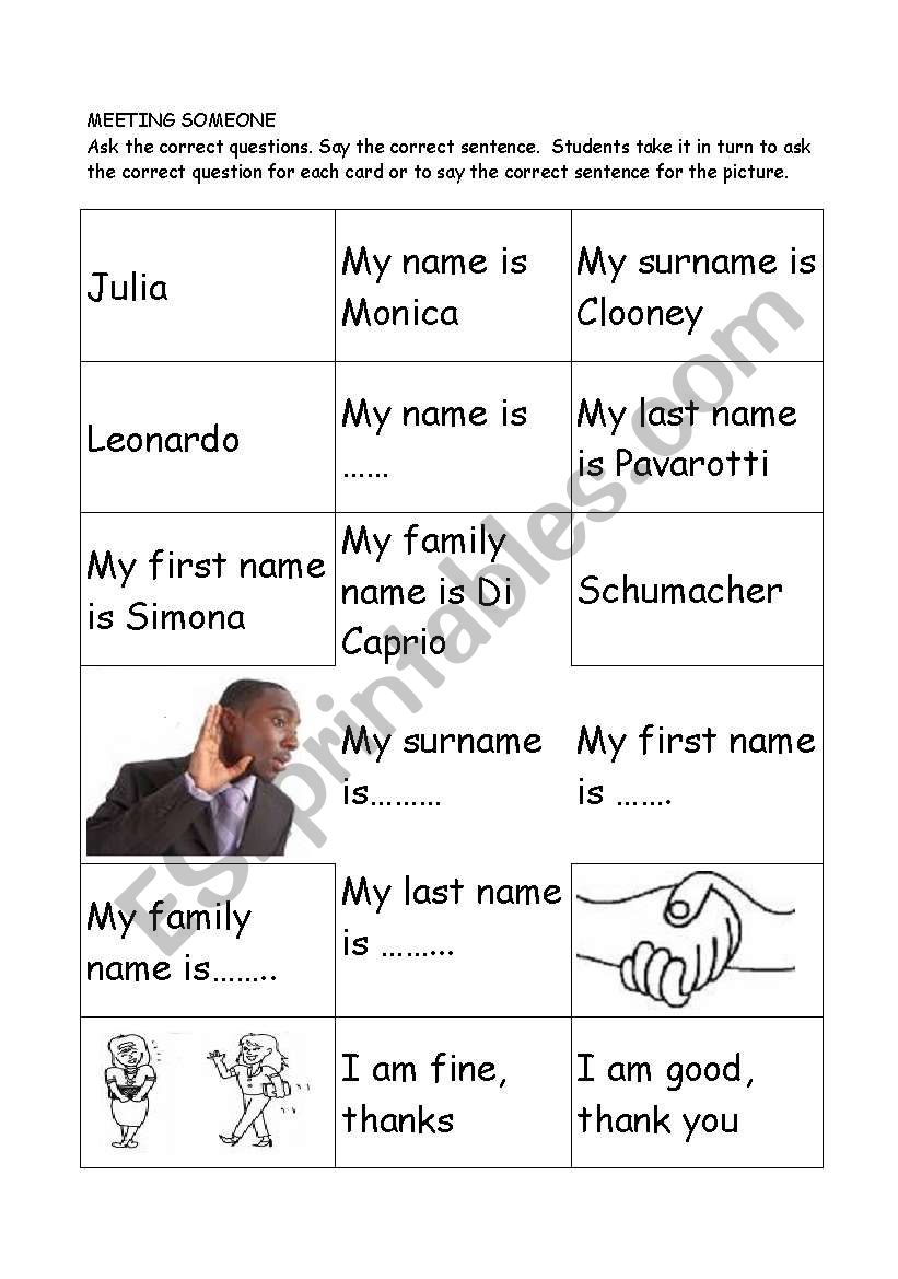 introduce yourelf worksheet