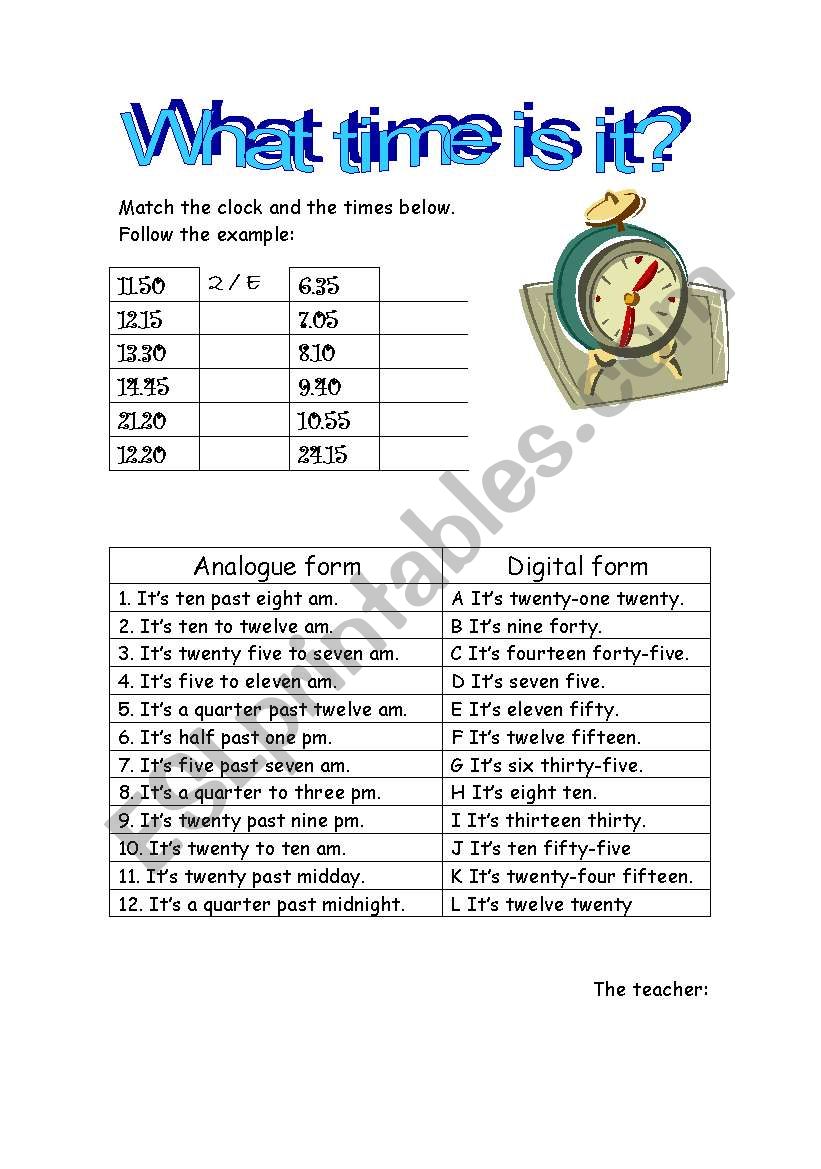 Tell the time worksheet