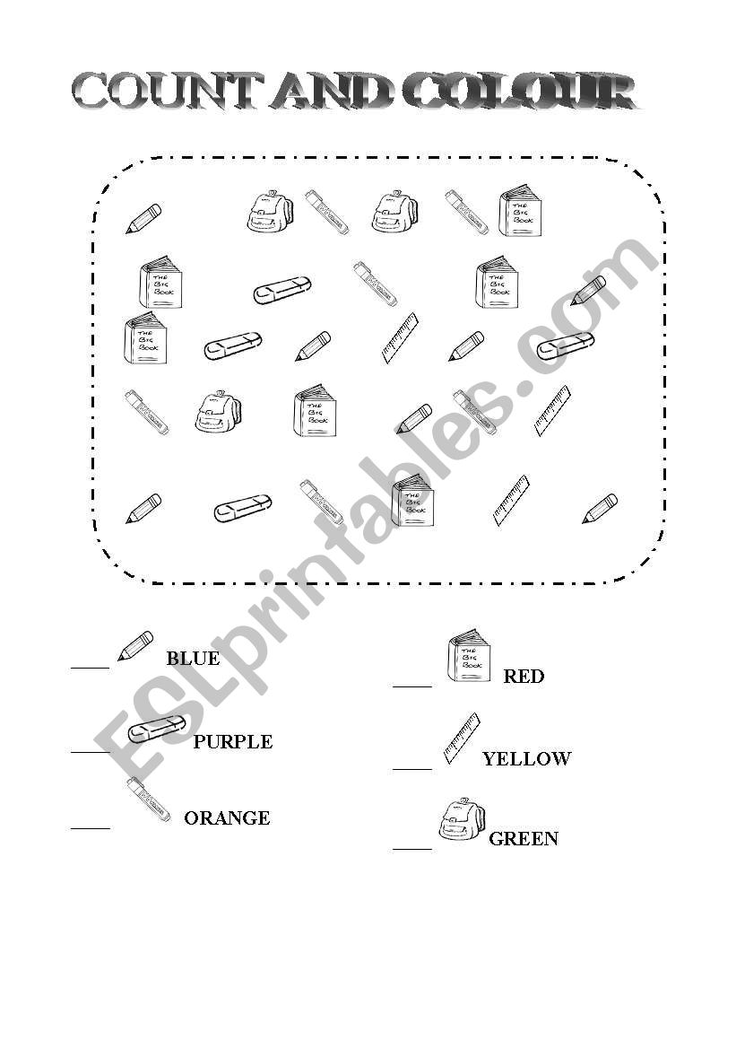 Count and colour worksheet